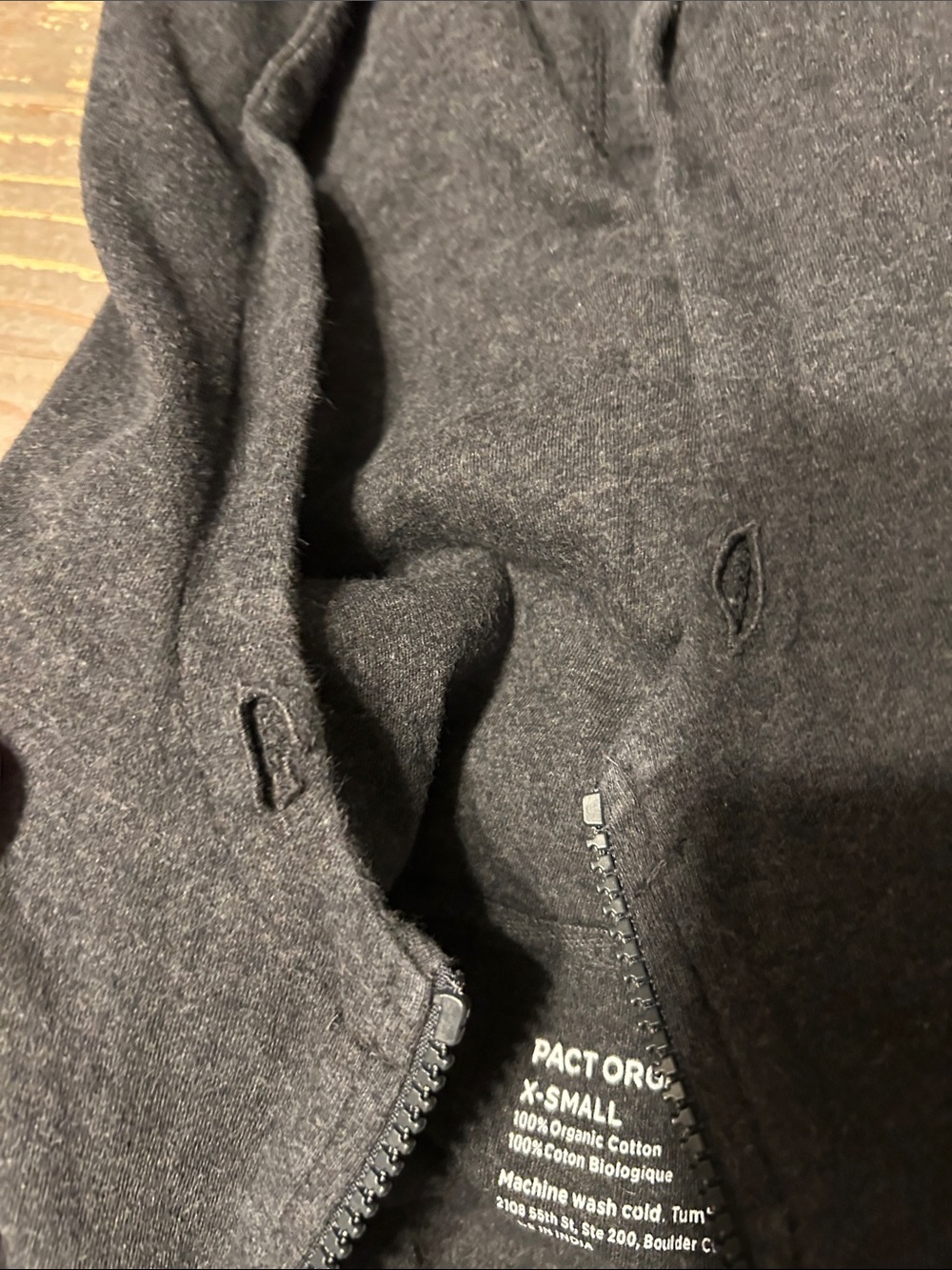 Pact Women’s Charcoal Gray Zip-Up Hoodie - Picture 7 of 9